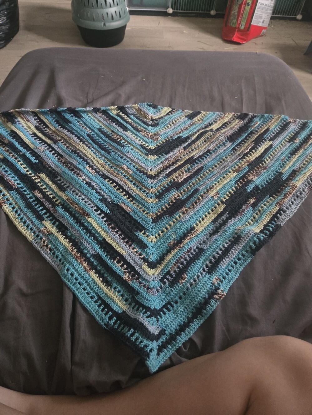 Turquoise Jacquard Shawl